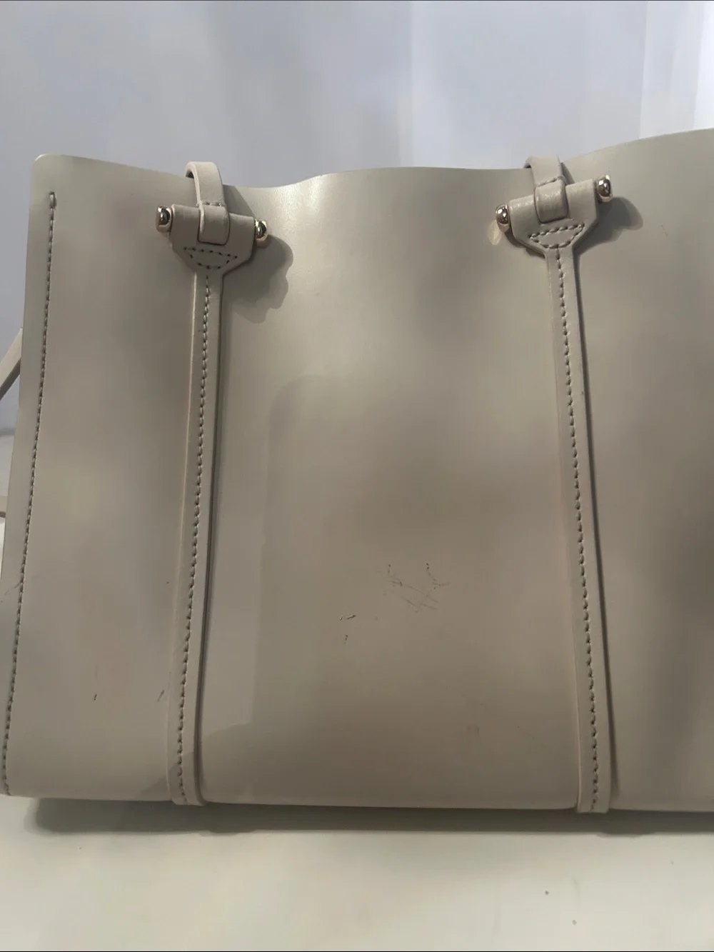 kate spade Cream Leather Tote with Gold Plaque